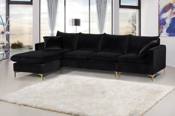 Lucy 2pc. Reversible Sectional In Black Velvet