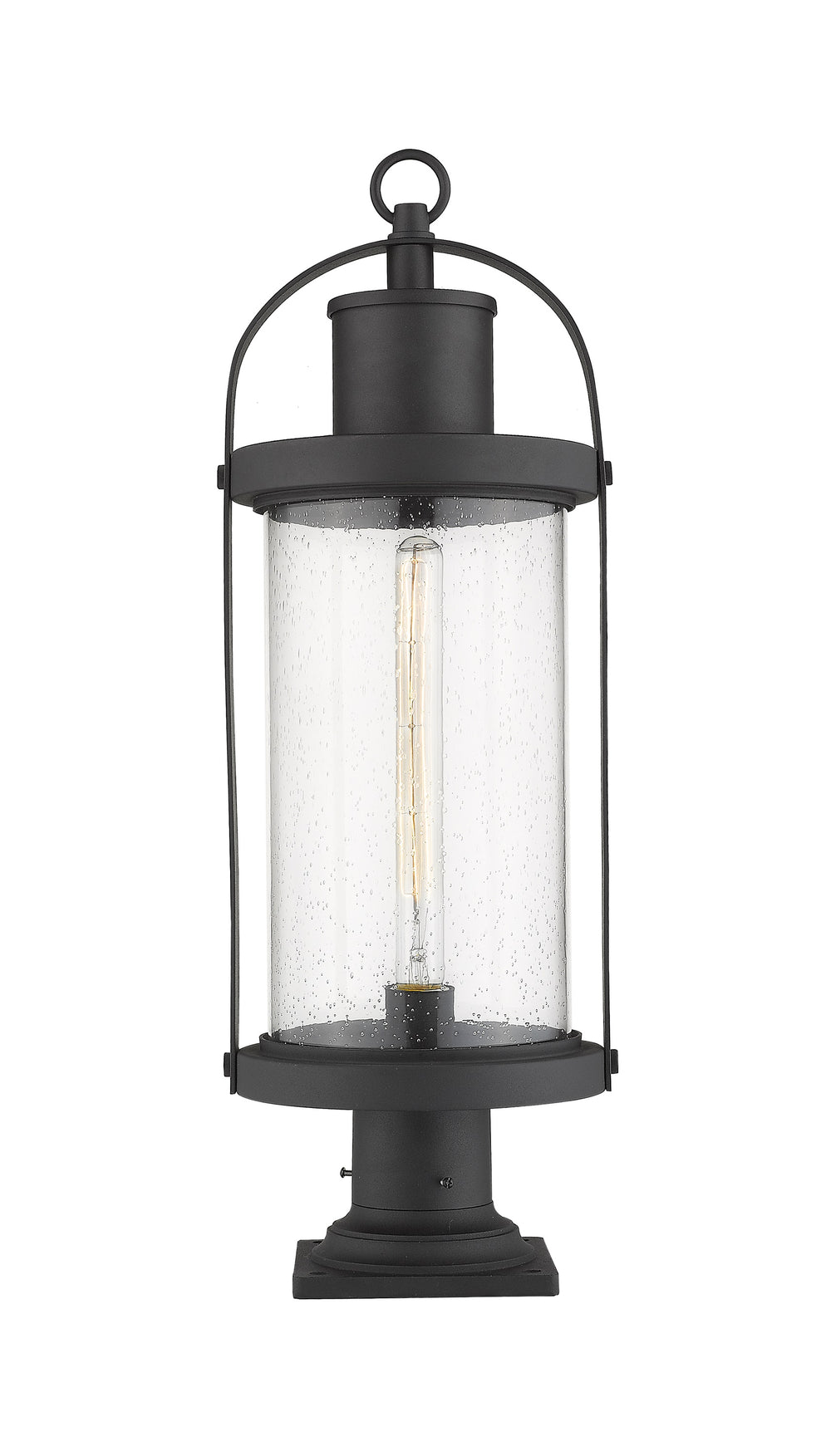 Roundhouse 1 Light Outdoor Pier Mounted Fixture in Black Finish