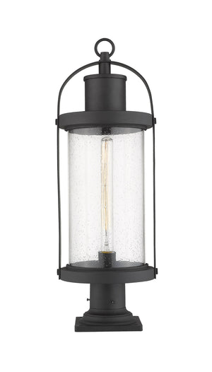 Roundhouse 1 Light Outdoor Pier Mounted Fixture in Black Finish