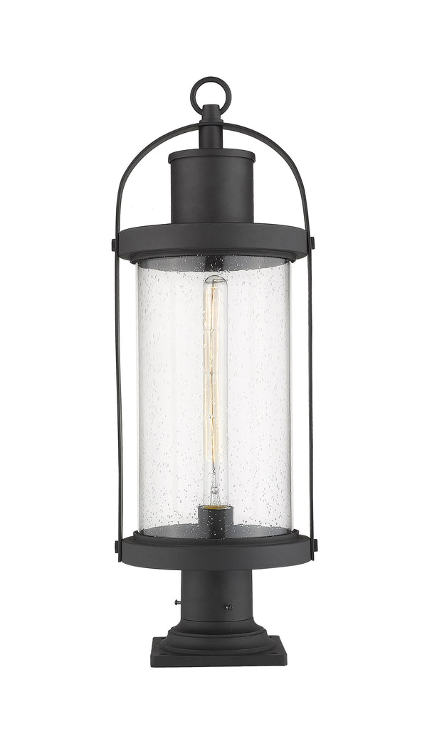Roundhouse 1 Light Outdoor Pier Mounted Fixture in Black Finish
