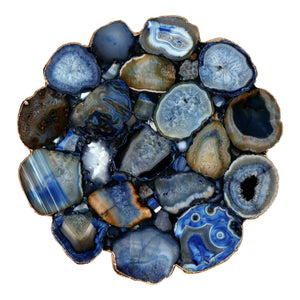 Moe's Azul Agate Accent Table with Gold Edges
