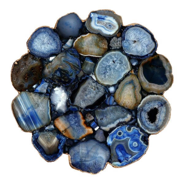 Moe's Azul Agate Accent Table with Gold Edges