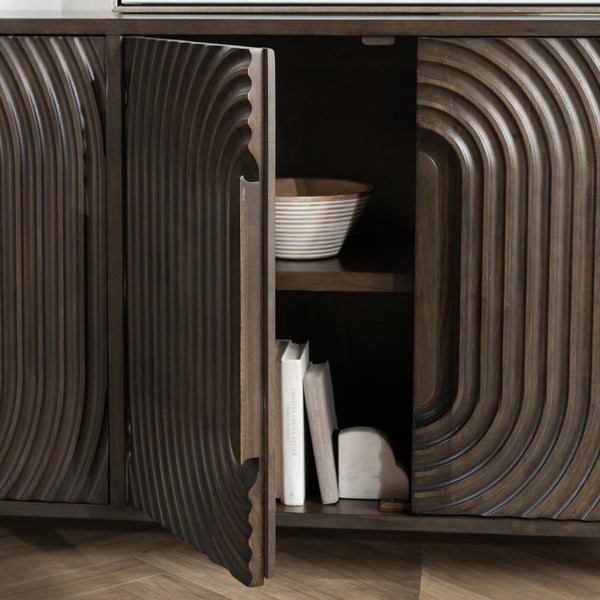 Colson Solid Wood 4Dr Cabinet - Dark Brown