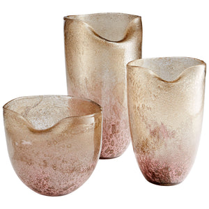Wide Prospero Vase in Purple and Gold Dust
