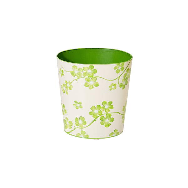 GREEN AND CREAM WASTEBASKET