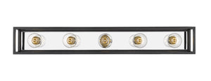 Kube 5 Light Vanity in Matte Black + Chrome Finish