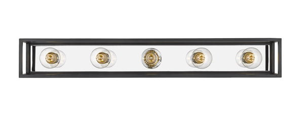 Kube 5 Light Vanity in Matte Black + Chrome Finish