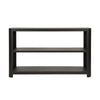 THREE TIER CONSOLE WITH CURVED CORNERS IN BLACK PAINTED GRASSCLOTH