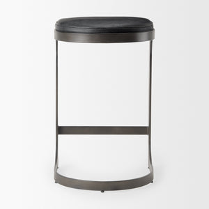 Tyson 17L x 18W x 28H Black Leather W/ Metal Frame Counter Stool