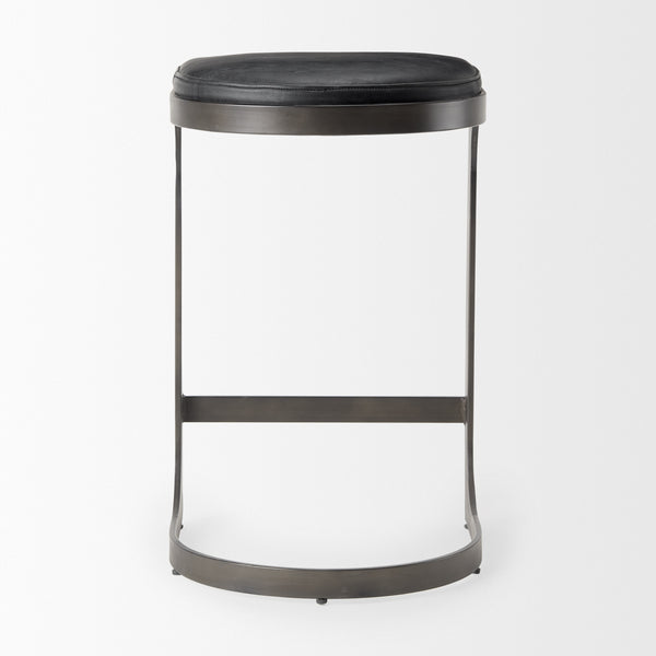 Tyson 17L x 18W x 28H Black Leather W/ Metal Frame Counter Stool