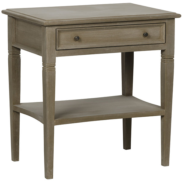 Oxford 1-Drawer Mahogany Side Table with Brass Pulls, Weathered Finish