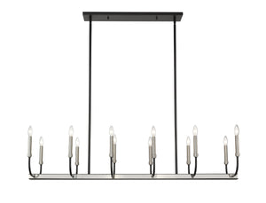 Haylie 12 Light Island/Billiard in Matte Black + Brushed Nickel Finish