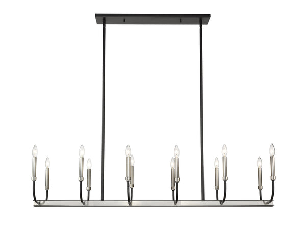 Haylie 12 Light Island/Billiard in Matte Black + Brushed Nickel Finish