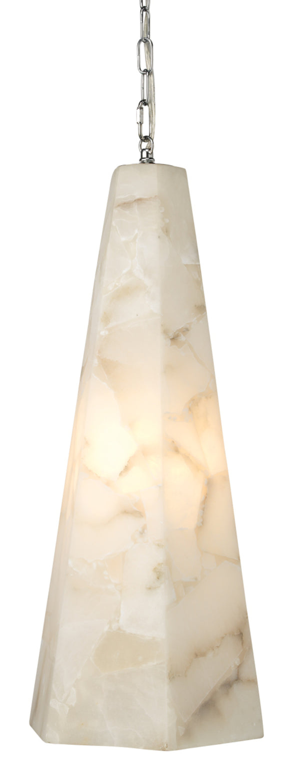 Borealis Alabaster Tall Hexagon 1-Light Pendant