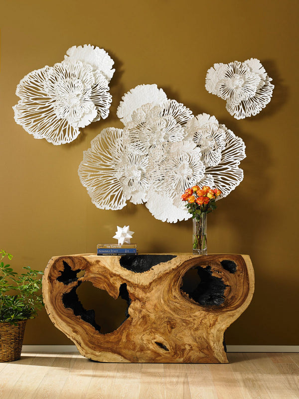 Flower Wall Art White, Medium