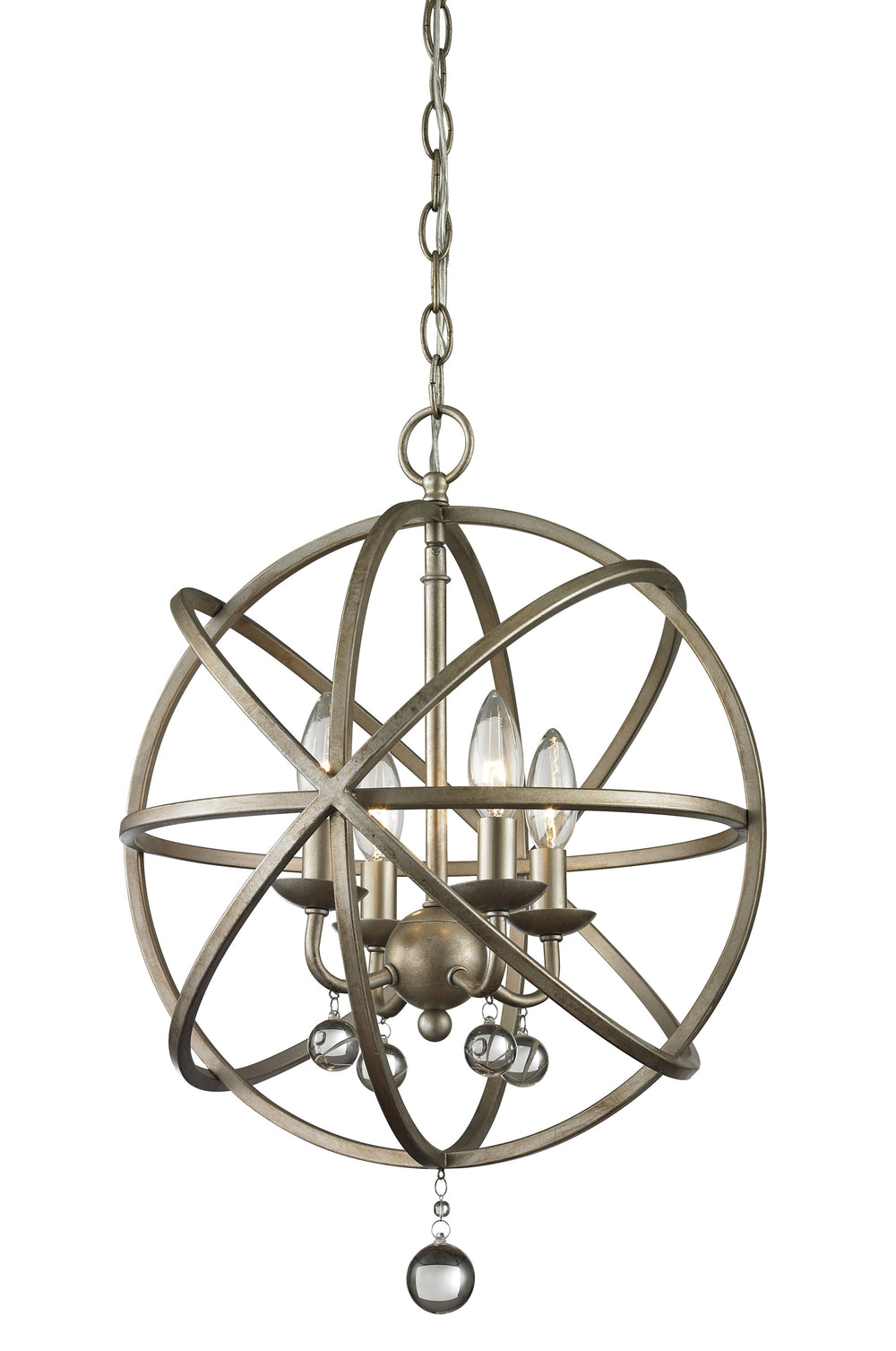 Acadia 4 Light Pendant in Antique Silver Finish