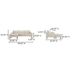Quinn Sectional with Reversible Chaise in Oatmeal