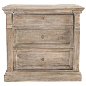 Adelaide Solid Wood 3-Drawer Nightstand in Natural Cream Wash