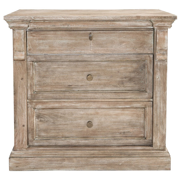 Adelaide Solid Wood 3-Drawer Nightstand in Natural Cream Wash