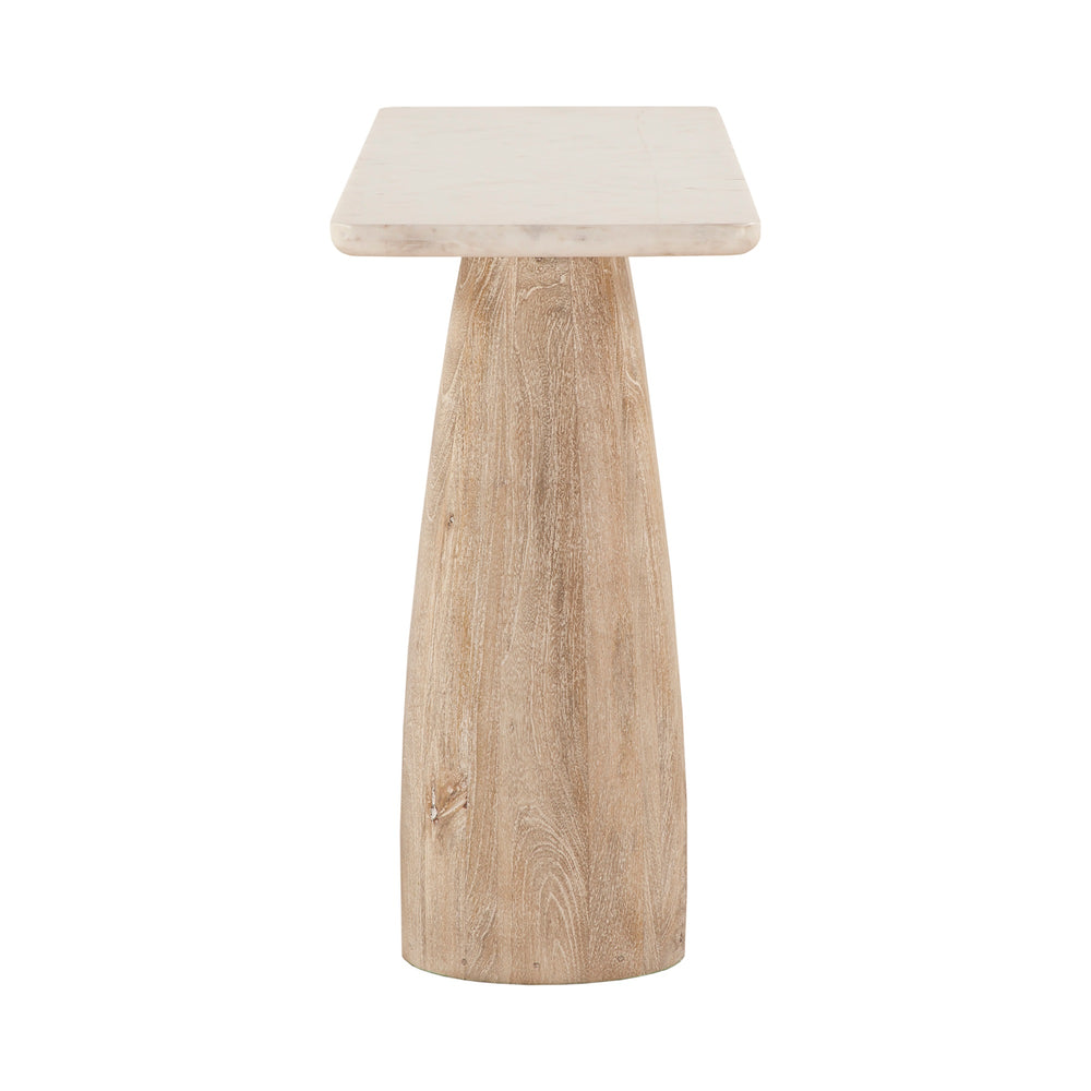 Palm Springs Oval Console White Marble, Mod Base