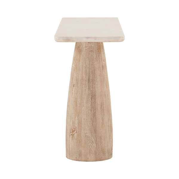 Palm Springs Oval Console White Marble, Mod Base