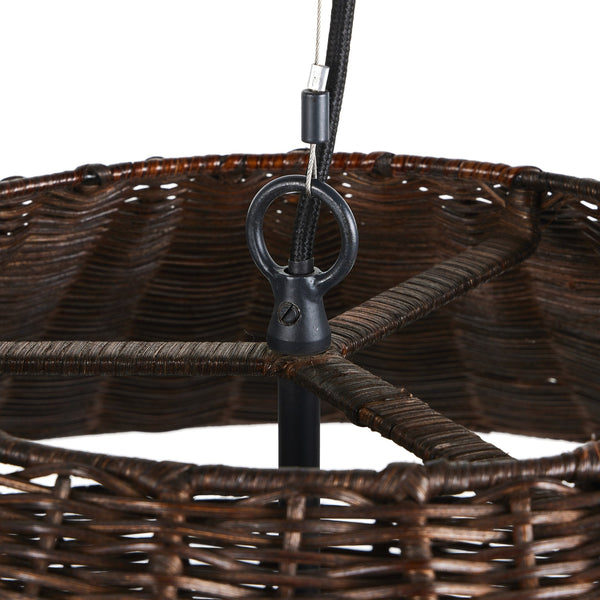 Mccarthy Pendant In Brown Rattan And Antiqued Iron