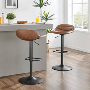 Koa KD PU Gaslift Swivel Bar Stool, Umber Brown