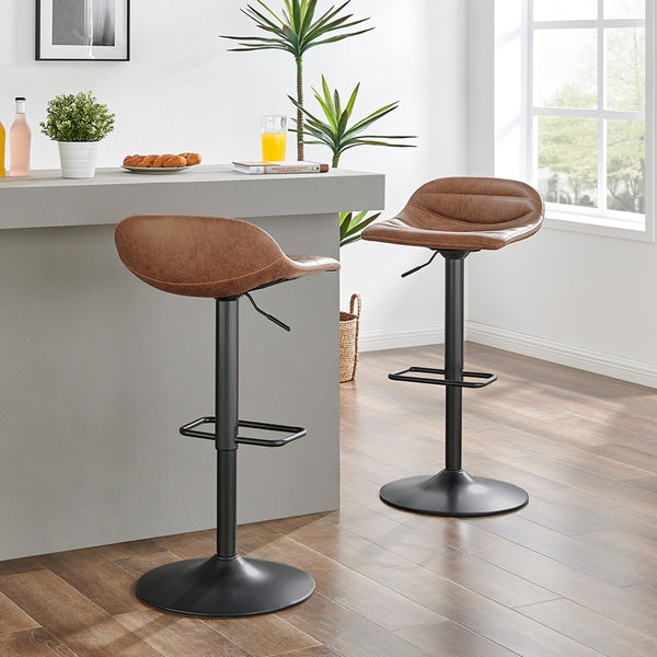 Koa KD PU Gaslift Swivel Bar Stool, Umber Brown