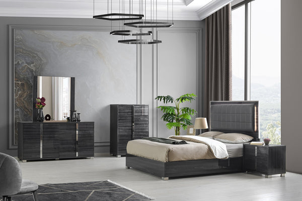 Giulia Night Stand Left Facing in Glossy Gray
