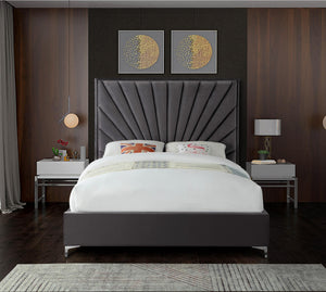 Wilfred Full Bed In Grey Velvet
