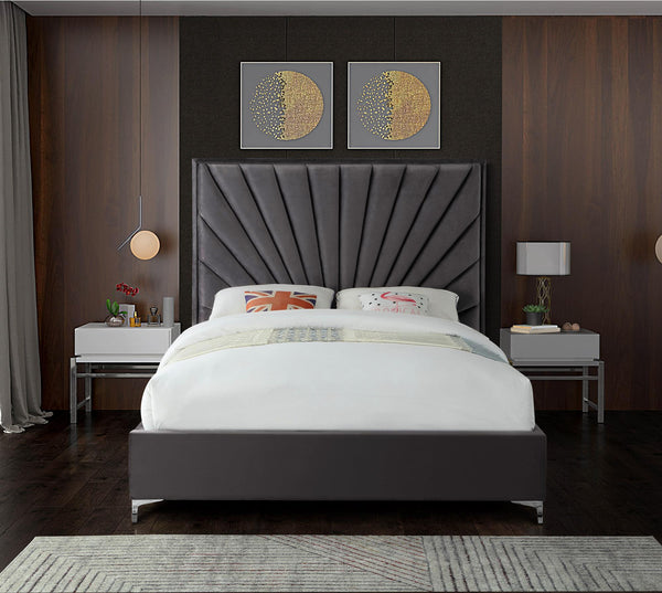 Wilfred Full Bed In Grey Velvet