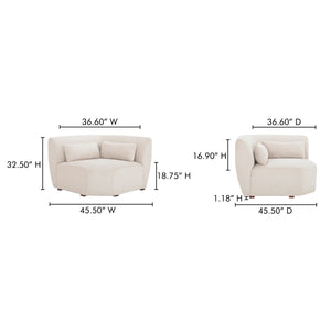 Amelia Corner Chair in Warm White Upholstery