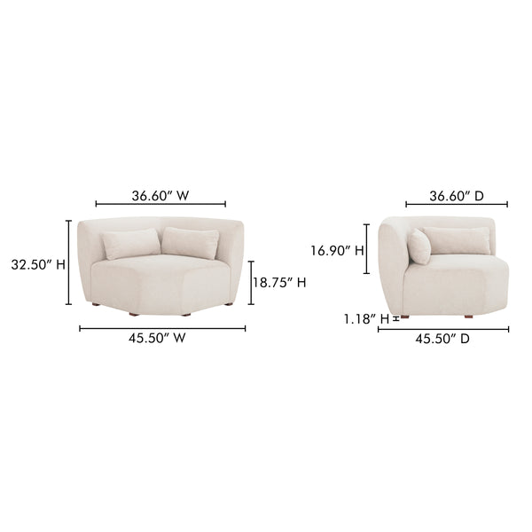Amelia Corner Chair in Warm White Upholstery