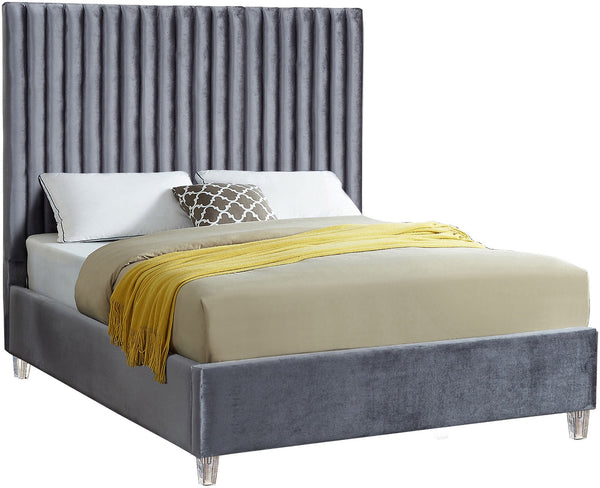 Fredrick Full Bed In Grey Velvet