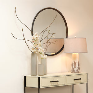 Refined Iron Round Wall Mirror, Black