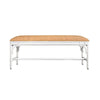 BENCH WITH NATURAL RATTAN CUSHION TOP AND RATTAN BASE IN PAINTED WHITE