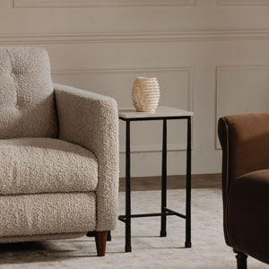 Moe's River Side Table Botticino Marble Top