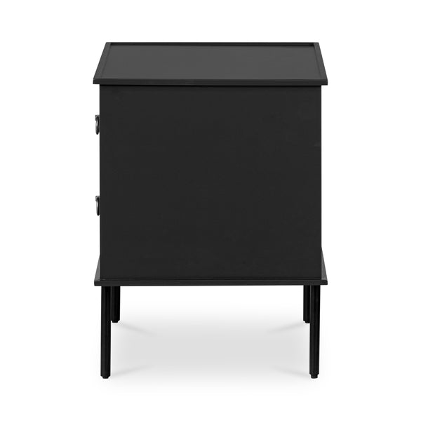 Moe's Reagan Black Nightstand with Metal Handles