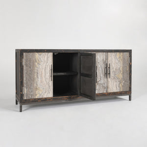 Lisbon Solid Wood Cabinet with Reclaimed Pine - Weathered Black