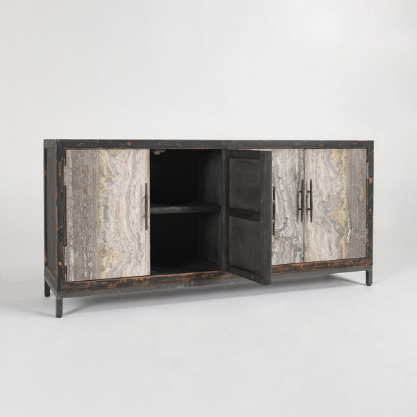 Lisbon Solid Wood Cabinet with Reclaimed Pine - Weathered Black