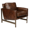 Chazzie Upholstered Accent Chair - Truffle Brown with Ocean Blue Leather