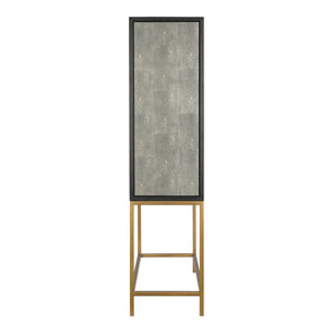 Mako Bar Cabinet in Grey with Brass Accents