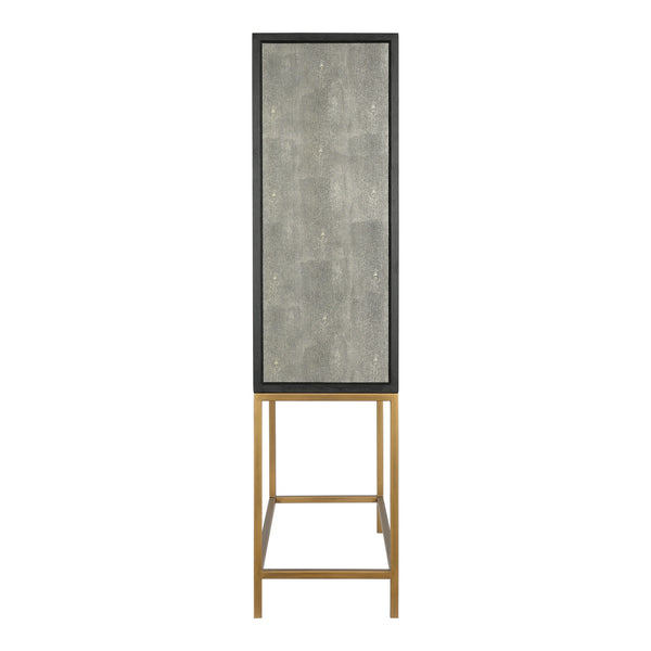 Mako Bar Cabinet in Grey with Brass Accents