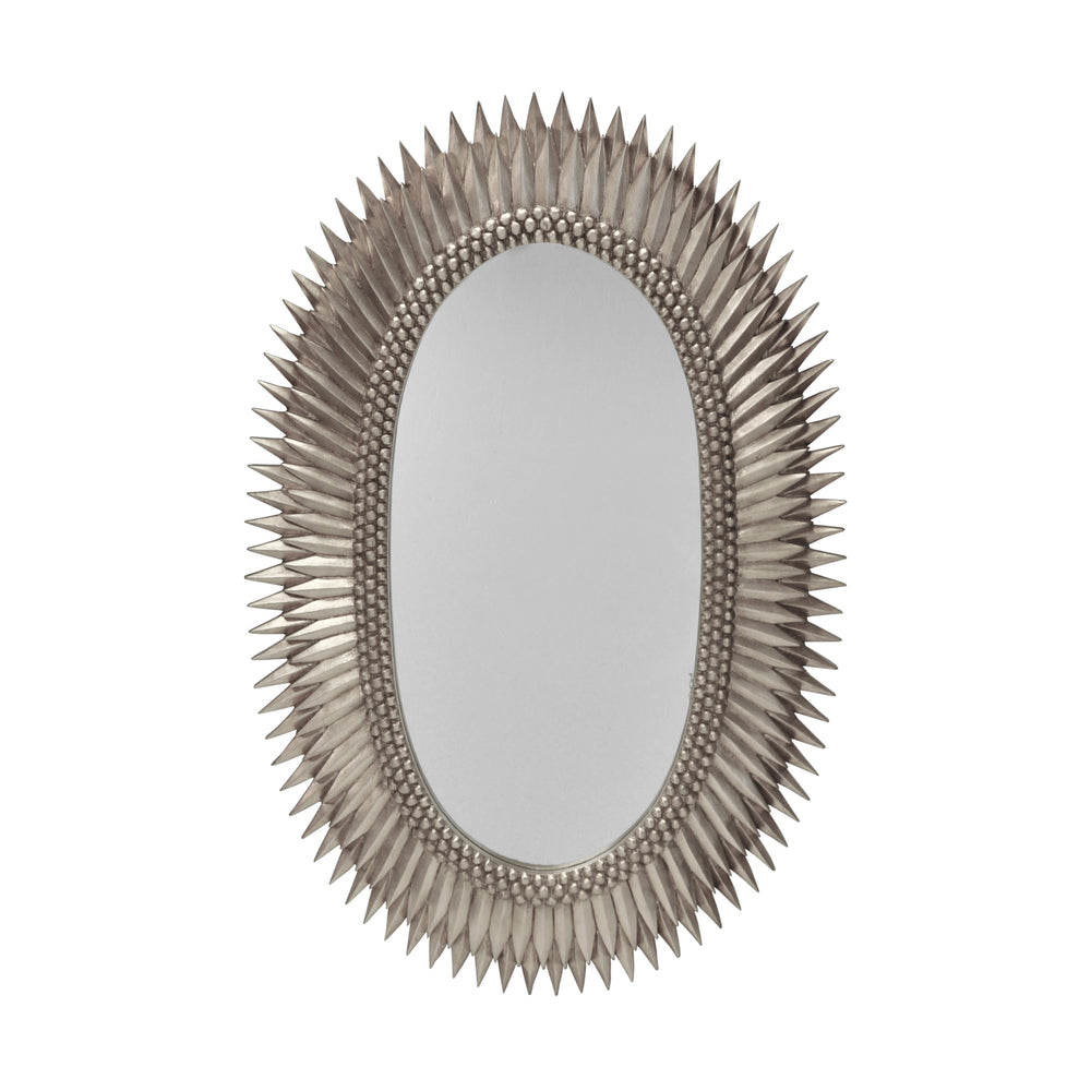 OVAL STARBURST MIRROR IN SILVER LEAF
