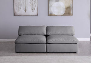 Carmen Cloud Modular Armless Sofa In Grey Linen Fabric