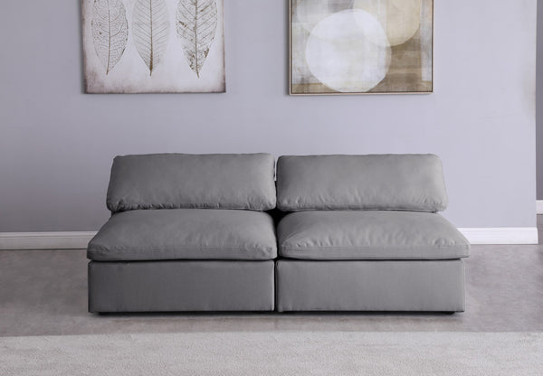 Carmen Cloud Modular Armless Sofa In Grey Linen Fabric