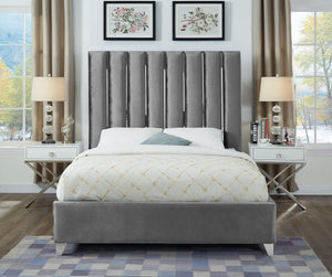 Donnie Full Bed In Grey Velvet