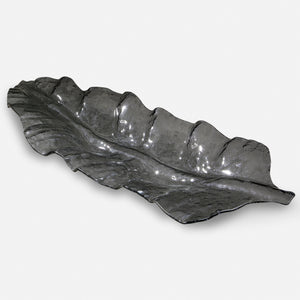 Smoked Leaf Glass Tray