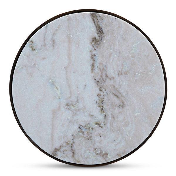 Moe's Holli Side Table White Marble with Bronze Frame