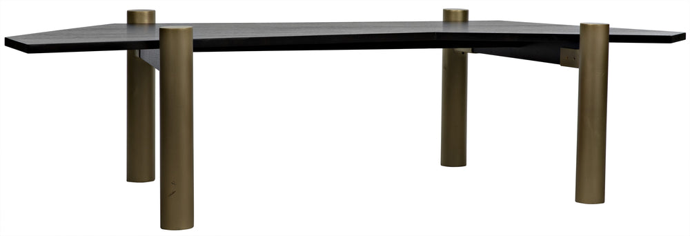 Tabu Ebony Walnut Coffee Table with Antique Brass-Finished Legs